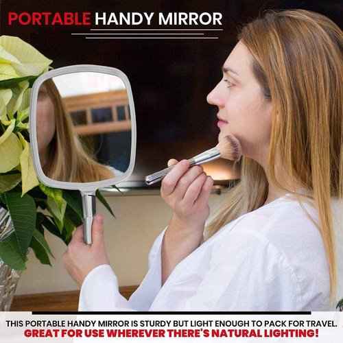 MIRRORVANA Large & Comfy Hand Held Mirror with Handle - Silver Salon Model (5-Pack)