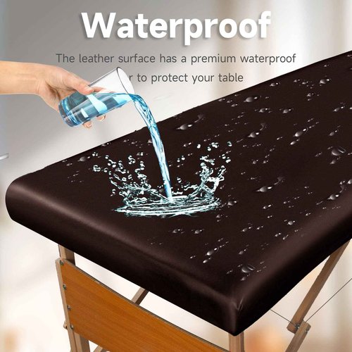 WUSOUPU PU Leather Cover for Massage Table Wipeable Massage Bed Protector Cover Made of 4-Ways Elastic 100% Waterproof Material, Machine Washable, Fit Rectangular Tables 28-32" Wide (Coffee)