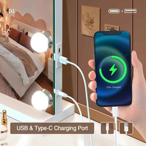 halumao Vanity Makeup Mirror with Lights, Light Up Mirror with Smart Touch 3 Colors Dimmable, Memory Function