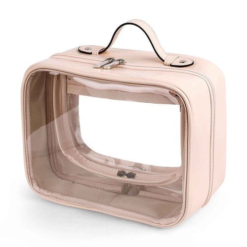 Lychii TSA Approved Toiletry Bag, Clear Travel Bag for Liquids Toiletries, Makeup Cosmetic Bag Organizer, Carry on Travel Accessories Essentials, Large Size, Pink