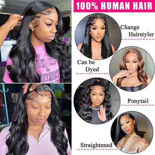 McyMoy Body Wave Lace Front Wigs Human Hair Pre Plucked Pre cut 26Inch 13x4 HD Lace Front Wigs 180% Density Body Wave Human Hair Wig with Baby Hair Glueless Lace Frontal Wigs