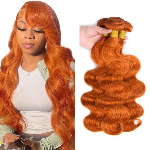 24 24 24 inch WuvuSnm Ginger Human Hair Bundles 350 Body Wave Bundle Ginger Orange Human Hair 3 Bundles Same Length