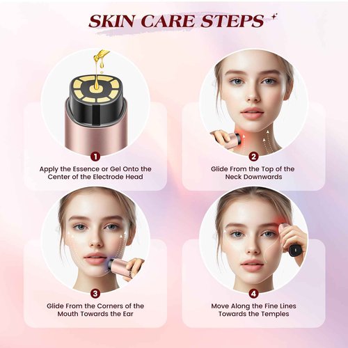 INTEO Microcurrent Facial Device, 3 Modes Red Light Therapy for Face and Neck, Skin Care Facial Massager Perfect Gifts for Women Men(Gold)