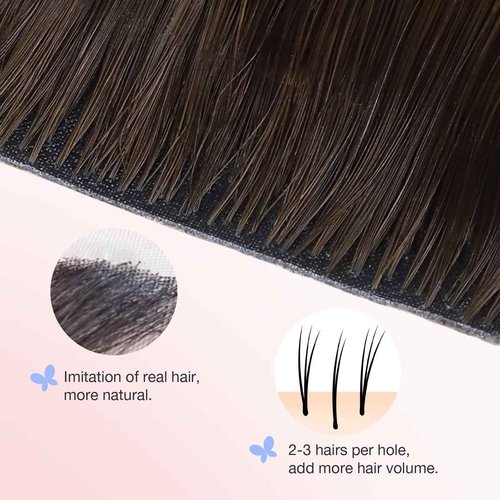 DOORES Hair Extensions Real Human Clip in 20 inch 150g 7pcs Invisi Edge, Seamless Clip in Hair Extensions Invisible Clipins Virgin Injected Skin Weft, 2/6/2 Dark Brown to Chestnut Brown