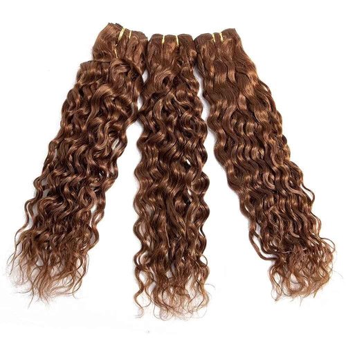 Color 30 Brown Water Wave Bundles Brazilian Hair Weave Bundles 100% Wet and Wavy Virgin Brazilian Human Hair Bundles Extension Color 30 100gram Curly Weave Hair
