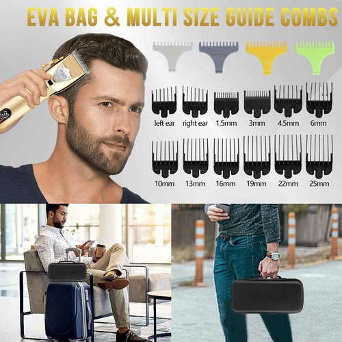 Saoilli Professional Hair Clippers Hair Trimmer for Men,Beard Trimmer Nose Hair Trimmer Set,Cordless Electric shavers Razor for Men,Barber Clippers T-Blade Trimmer Haircutting Grooming Kit