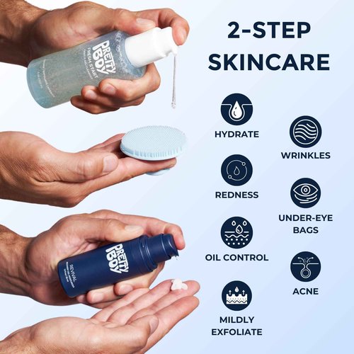 Prettyboy Face Revival Gel Moisturizer For Men - Hydrating Cream That Refreshes Dry Skin, Irritation, & Redness - Supports Anti Aging & Anti Wrinkle - Fragrance Free - 2 Count