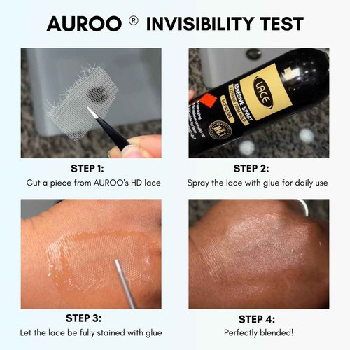 AUROO Water Wave 4x4 SKINLIKE Real HD Lace Closure Only Single Knot Human Hair 18 In,12A Virgin 0.09 mm Ultra-thin Invisible Wet n Wavy Curly Swiss HD Lace Closure Pre Plucked Free Part Natural Black