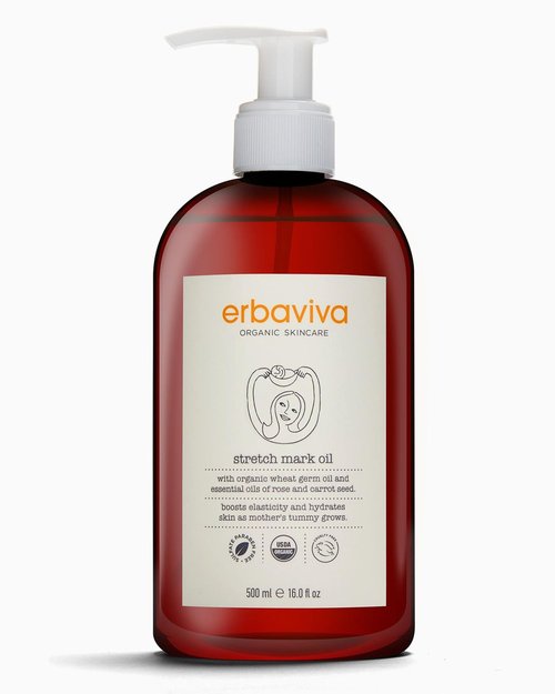 Erbaviva Organic Stretch Mark Oil for Pregnancy, Stretch Marks & Scars - 16 Fl Oz