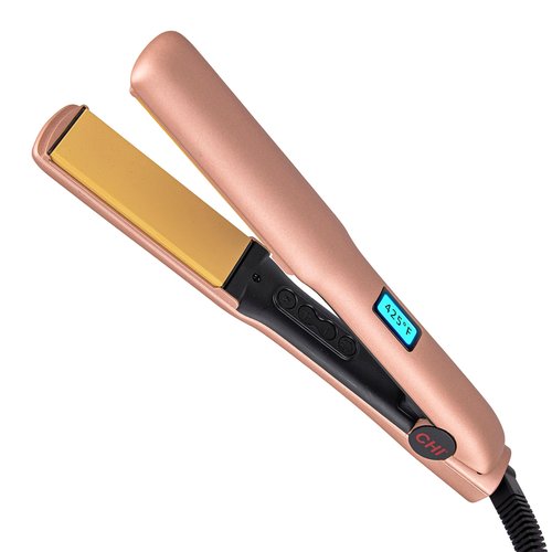 CHI Original Flat Iron Hair Straightener, Ceramic Floating Plates for Smooth Finish, Quick Heat Up Styling Tool, On/Off Switch, 1.25", Prosecco Please