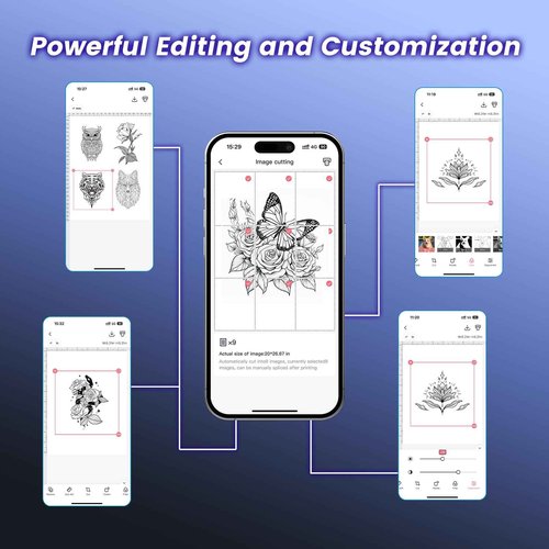 COLORWING Tattoo Stencil Printer, TP83 Upgrade Wireless Tatoo Printer with 10pcs Transfer Paper, Professional Tattoo Printer Compatible with Smartphones & PC