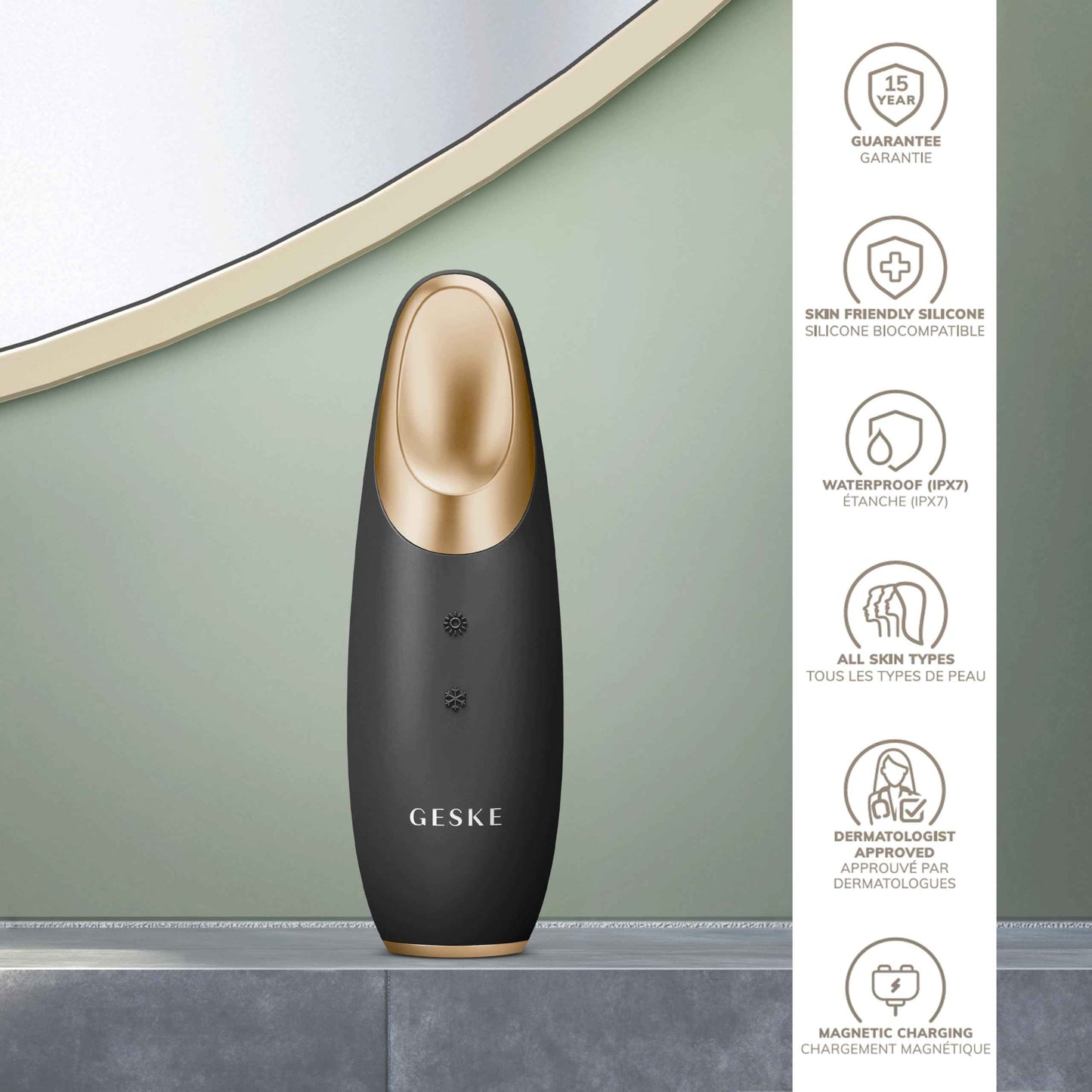 GESKE SmartAppGuided™ Warm & Cool Eye Energizer | 6 in 1 | Heated Eye Massager | Combat Dark Circles & Under-Eye Bags | Refresh Droopy Eyelids | Anti-Stress & Relaxation | Sonic Massaging