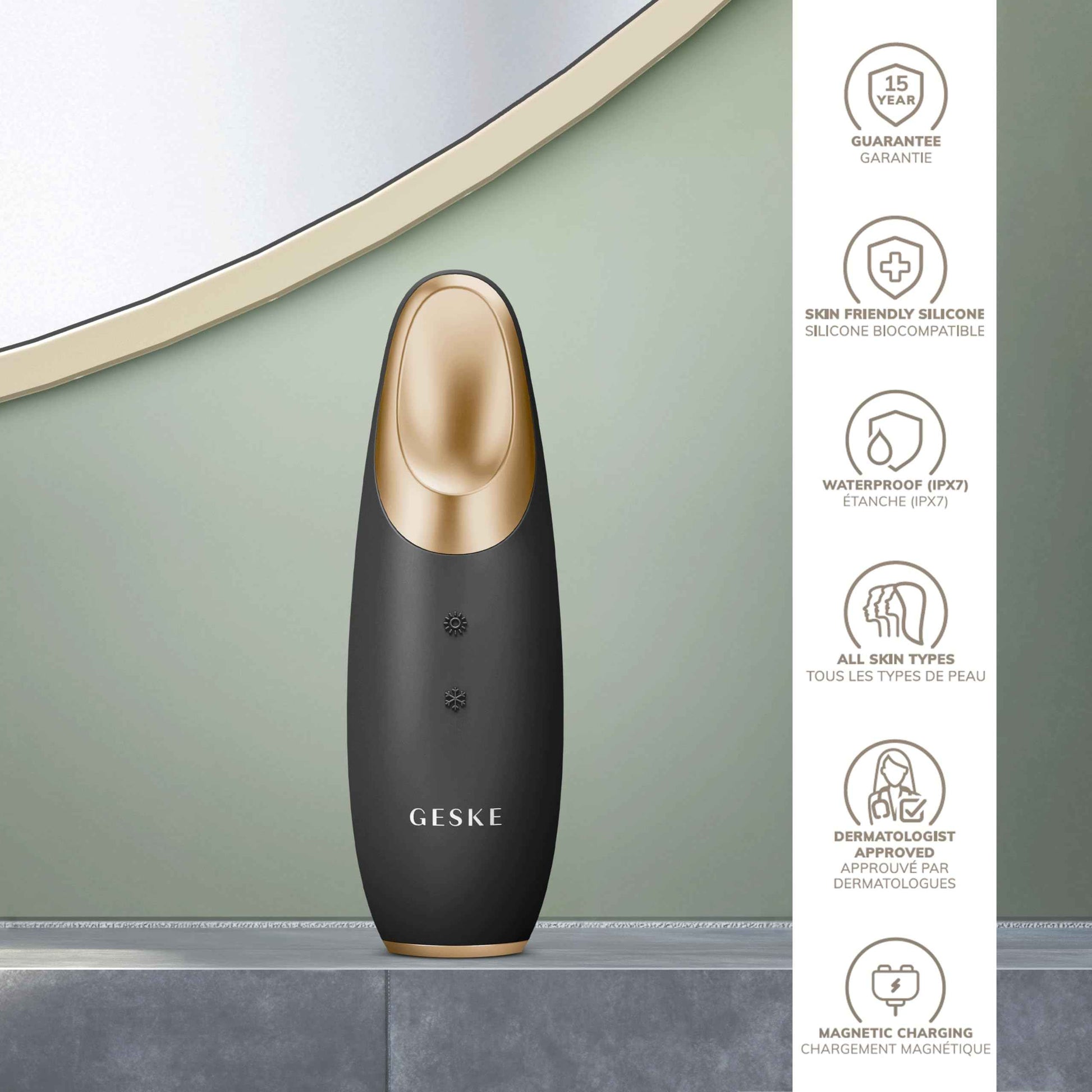 GESKE SmartAppGuided™ Warm & Cool Eye Energizer | 6 in 1 | Heated Eye Massager | Combat Dark Circles & Under-Eye Bags | Refresh Droopy Eyelids | Anti-Stress & Relaxation | Sonic Massaging