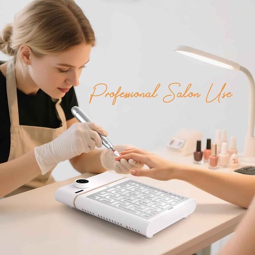 CHRISTINE SHELLY Nail Dust Collector, Bling Diamond Cordless Rechargeable 5000RPM Vacuum Nail Tech Fan Extractor, 12000mAh Professional Nail Duster Suction, Low Noise, Salon&Home