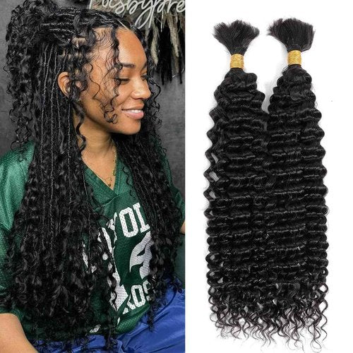 Urbeauty Human Braiding Hair Wet and Wavy, Human Braiding Hair for Boho Braids, Bulk Human Hair for No Weft Water Wave 100% Unprocessed Virgin Hair Micro/Knotless/Bohemian/Twist/Locs #1B