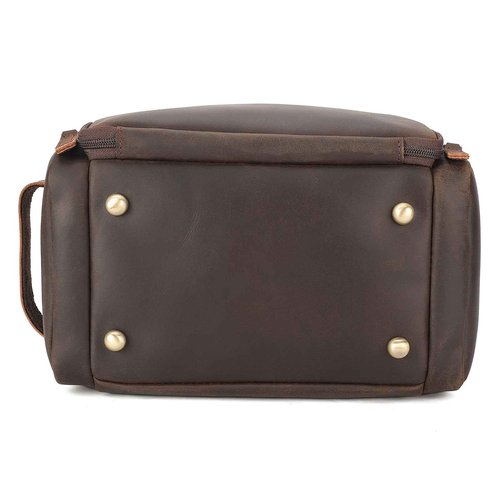 Polare Full Grain Leather Toiletry Case Bag Travel Dopp Kit Organizer Hanging Makeup Cosmetic Shaving Kit Wash Case for Men