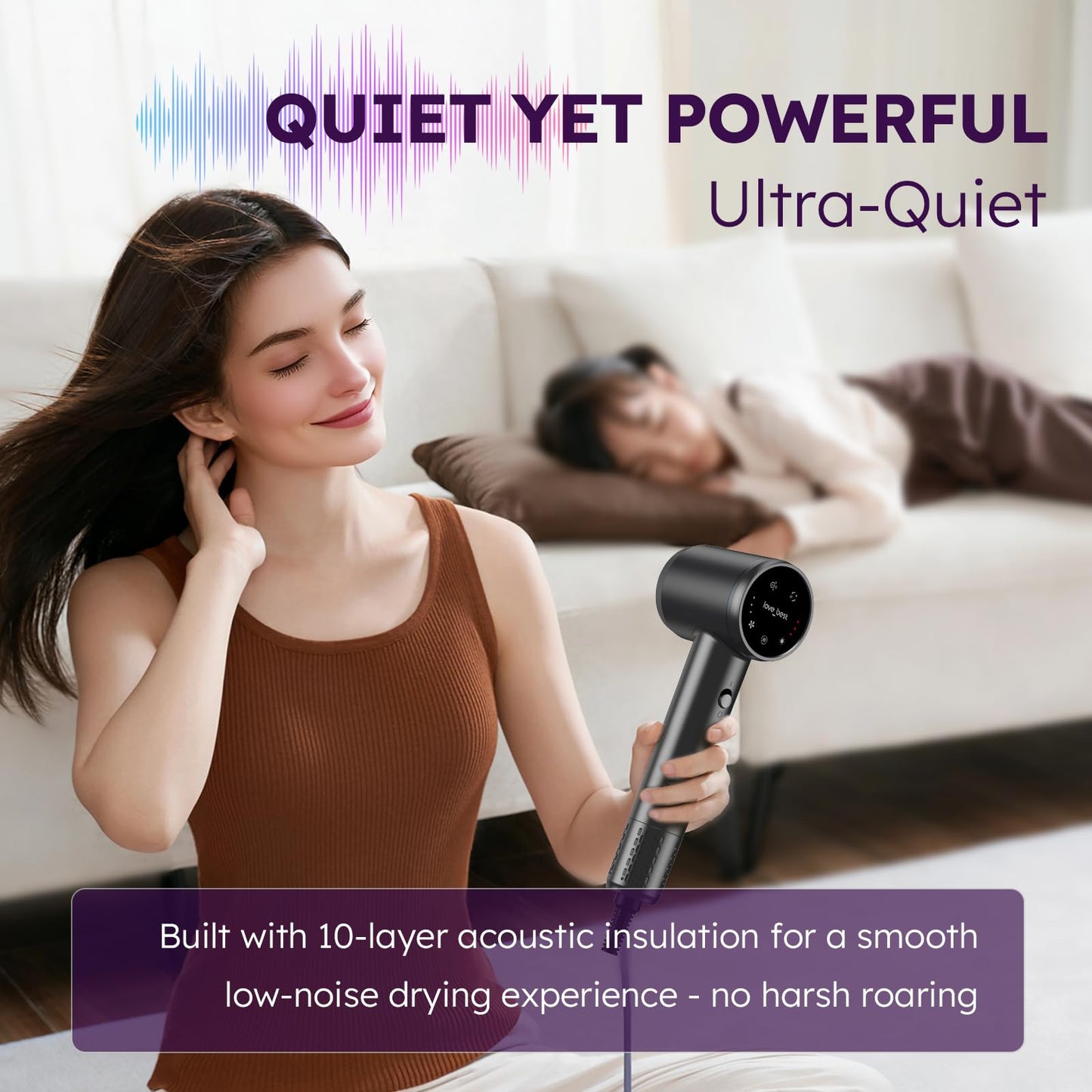 Hair Dryer, Professional Ionic Hair Dryer for Fast Drying, Low Noise, Lightweight, 600 Million Negative Ions High-Speed Hair Blow Dryer with Diffuser for Curly Hair Women, Men, Home, Travel, Salon