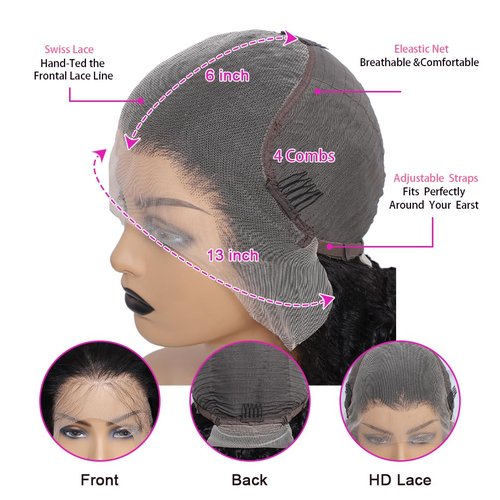 13x6 HD Lace Front Wigs Deep Wave Human Hair for Women Glueless Brazilian Virgin Lace Frontal Wig Human Hair Pre Plucked With Baby Hair Natural Color 20 inch