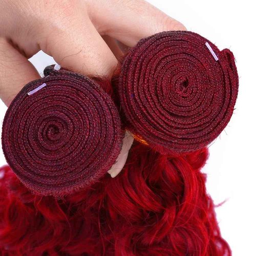 Red Human Hair Bundles Burgundy Kinky Curly Bundle 16 18 20 Inch Grade 8A Brazilian Virgin Remy Hair 3 Bundles Double Weft Bright Red Bundle Hair Weave