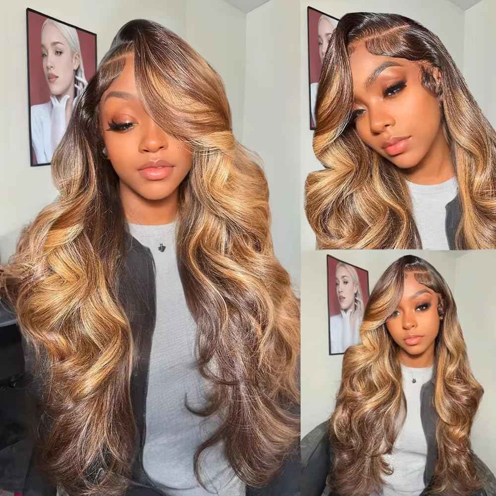 30 32 34 inch LadrXadr #27 Human Hair Bundles 4/27 Body Wave Bundle Ombre Human Hair Bundle Highlight Color