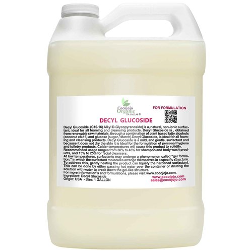 Cocojojo Decyl Glucoside Natural Surfactant - Surfactants for Soap Making, Lauryl Glucoside, DIY Shower Gel, Skin Care, Body and Face Wash, Plant Derived, Natural - 1 Gallon (Pack of 1)