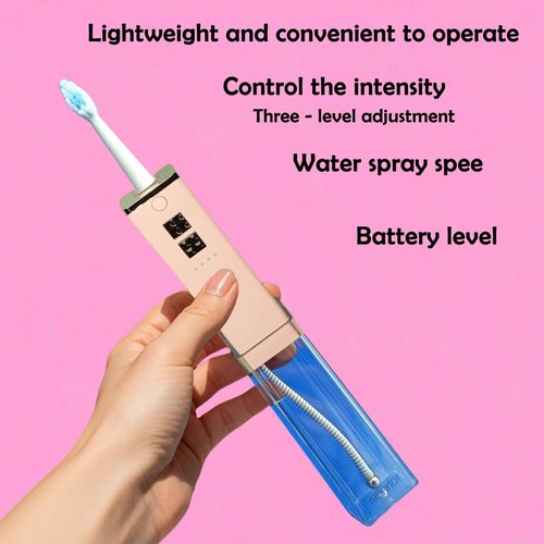 Cordless Water Flosser & Toothbrush Combo.Pink.Portable Dental Oral Irrigator. 4 Nozzles, 2 Brushes Head,1 Travel Case.IPX7 Waterproof.2 in 1 Cleaning Kit. Powerful Water Pump, Adjustable Max1400 PPM