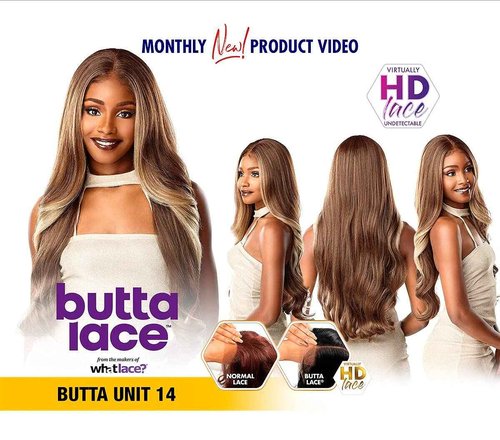 Sensationnel Butta Lace Wigs - Unit 14 Extra Wide 5 Inch Deep Parting Synthetic Preplucked Hairline Glueless Lacefront (1B OFFBLACK)