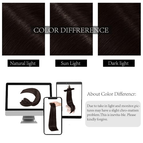 FoxFace Clip in Hair Extensions Real Human Hair, Thick Extensions from Root to Tip, Natural Hair Clip Ins, Dark Brown, 22 Inch 120g 7Pcs