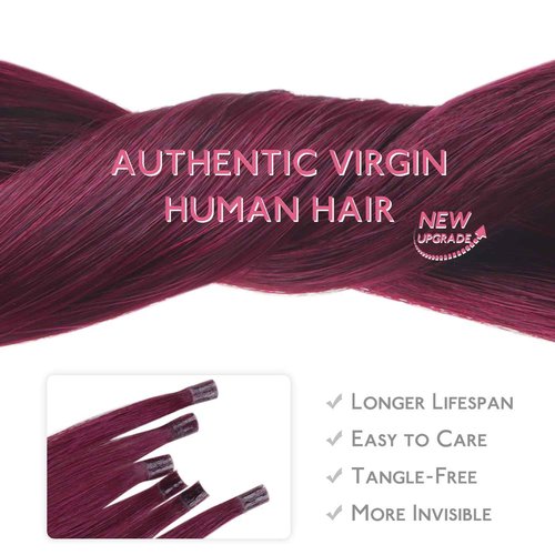 WENNALIFE U Tip Human Hair Extensions - 50g 50s 22 Inch Light Burgundy Remy Invisible Straight Keratin K Tip Real Human Hair