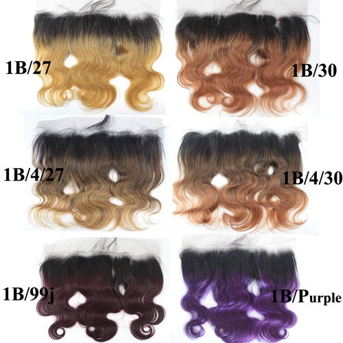 Forawme 10A Brazilian Hair 13X4 Ear To Ear Full Lace Frontals Closure Hair Pieces Natural Hairline 20 Inch 1B/27 Blonde Ombre Soft Remy Human Hair Body Wave Lace Frontals Pre Plucked