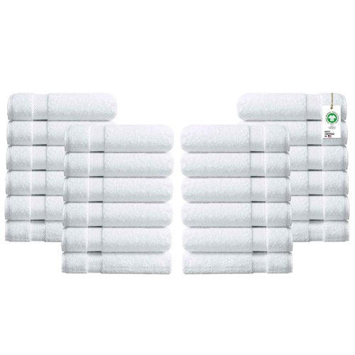 Delara Towels Cotton Washcloths Set 100% Organic Cotton, GOTS Certified Premium Quality Face Cloths, Feather Touch Technology Highly Absorbent and Soft Feel Fingertip Towels, Pack of 24