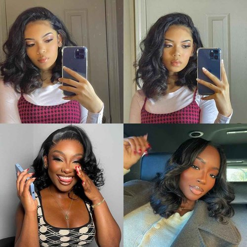 mscoco Bob Wig Human Hair 6×5 Natural Black Body Wave Lace Front Wigs Human Hair Pre-bleached knots Glueless Bob Wig Human Hair Glueless Wigs Human Hair for Black Women