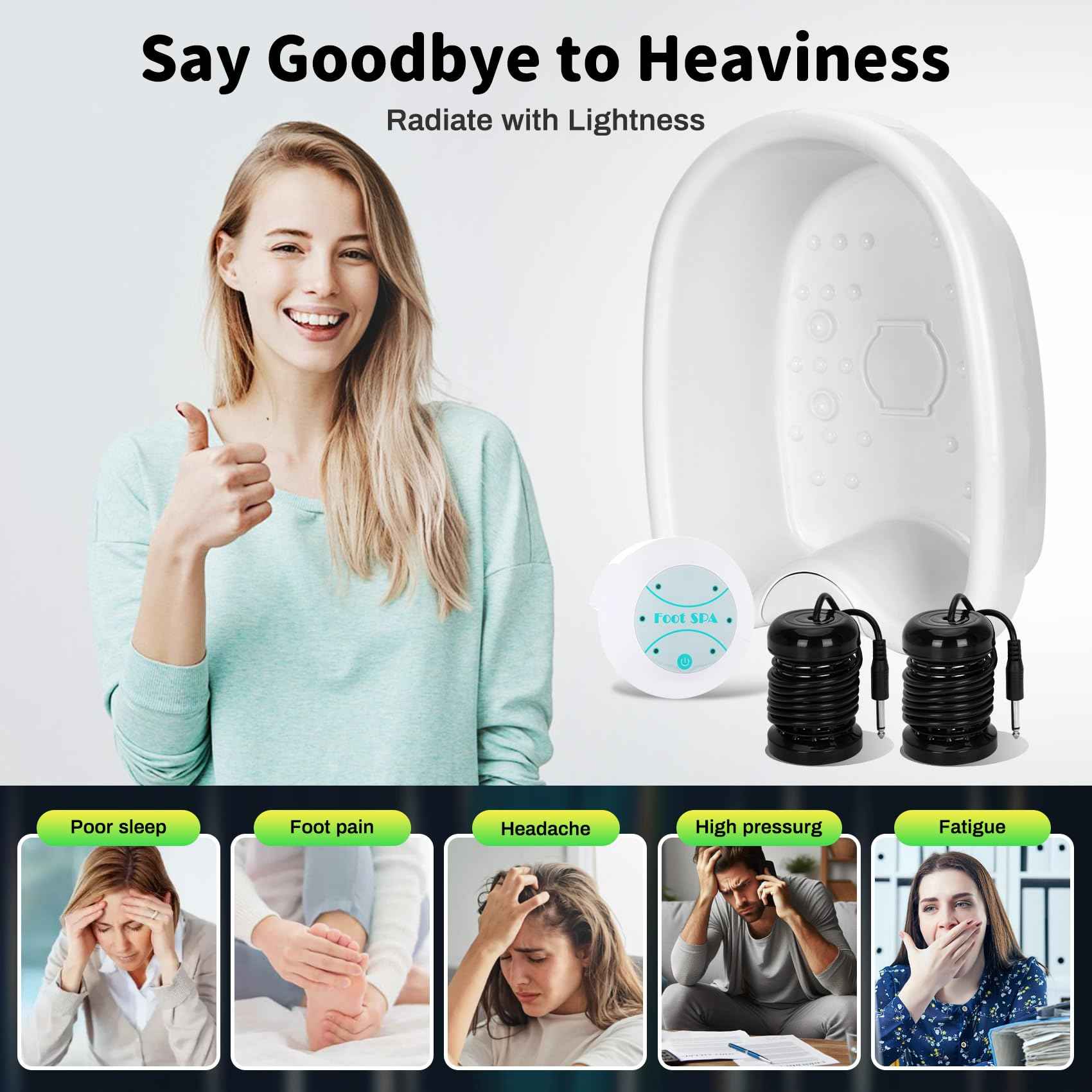 Ionic Foot Bath Detox Machine, Ionic Foot Spa Detox 30 Min at Home with 2 Ion Arrays, Aroma Salt Gift - Easy 1-Button Operation