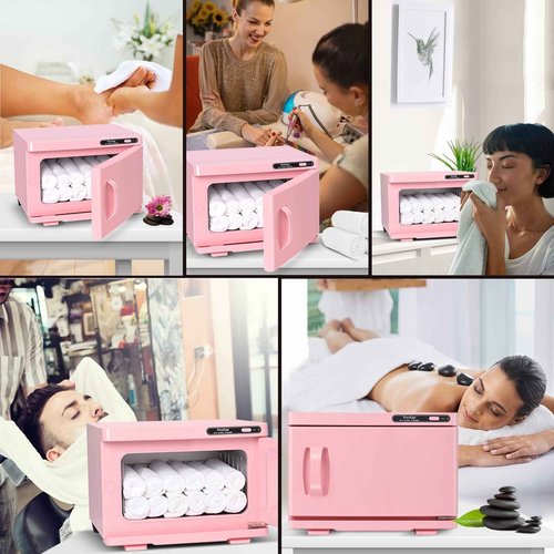 Niuadage Hot Towel Warmer Cabinet 8L, Facial & Spa Towel Warmer Auto Reheat, Perfect for Estheticians - Pink