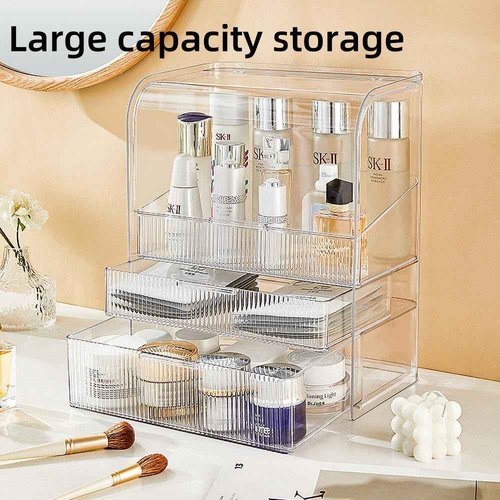 PLINJOY Makeup Storage Organizer Box Large Cosmetic Display Cases Dustproof and Waterproof Cosmetic Organizer Countertop Skincare Organizer