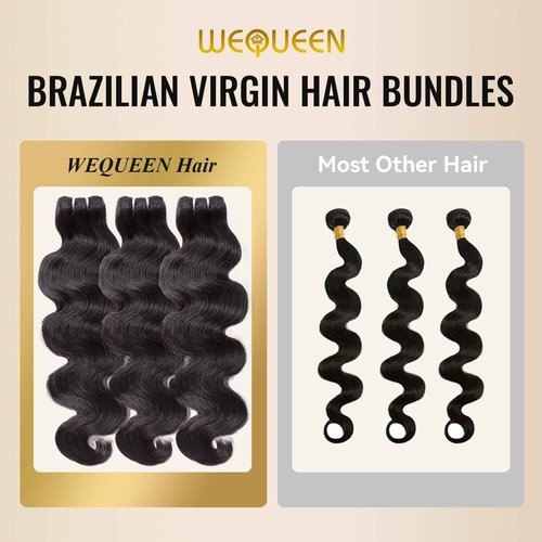 WEQUEEN Bundles Human Hair Body Wave 16A Brazilian Virgin Hair Bundles 24 Inch Thick Weave Natural Black