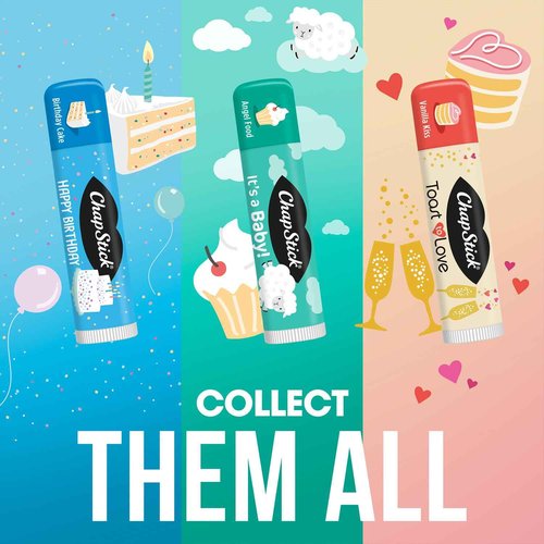 ChapStick Party Favors, Happy Birthday Cake Lip Balm Packs (30 Sticks) – Sweet, Creamy Vanilla Flavor, Fun Gifts for Teens & Adults, 0.15 Oz Ea