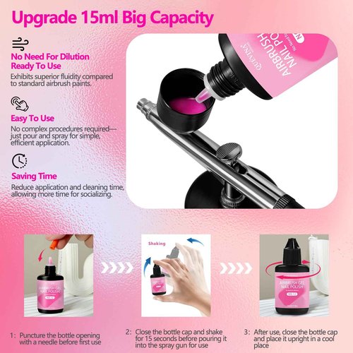 QUEVINA 28 Hot Colors Airbrush Gel Nail Polish Set – Safe, Odorless Formula for Stunning Nail Art – No Dilution Needed, Long-Lasting & Vibrant Shades 28X15ml