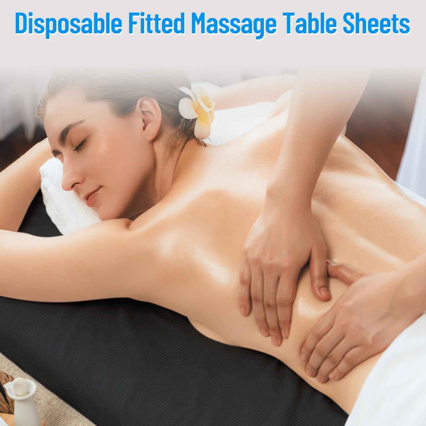 150 Pcs 82 x 35'' Disposable Massage Table Sheets Fitted with Elastic Disposable Massage Bed Covers for Spa Beauty Salon Tattoo Facial Lash Bed Breathable Waterproof Oilproof Non Woven Fabric(Black)