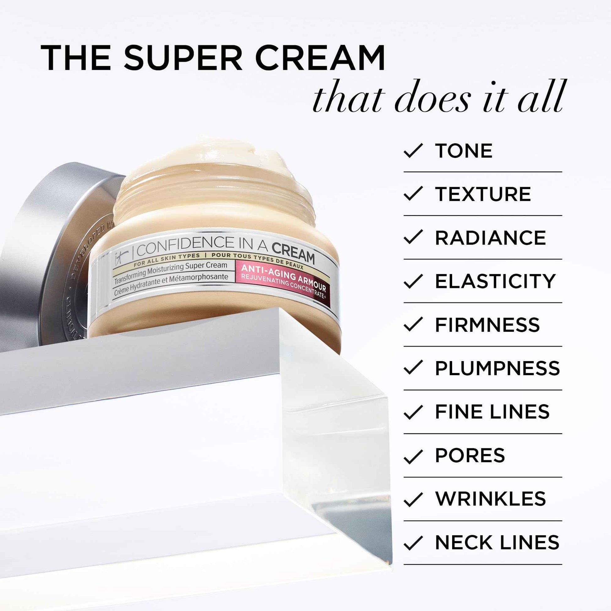 IT Cosmetics Daily Confidence Skincare Bundle – Hydrating Facial Cleanser + Anti-Aging Moisturizer – Includes Confidence in a Cream 2 Oz + Confidence in a Cleanser 5 Oz – Gift for All Skin Types