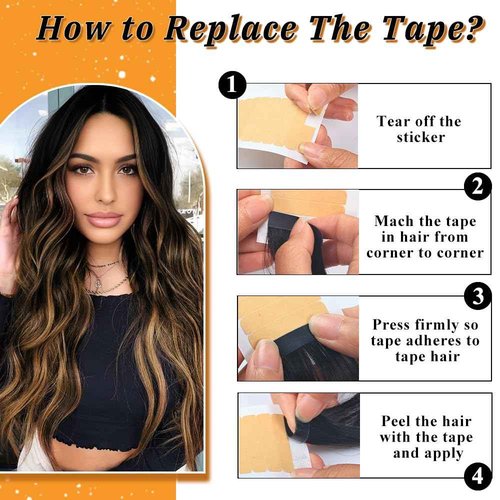 Balayage Natural Black to Chestnut Brown 40pcs 18 Inch Invisible Tape in Hair Extensions Human Hair, Straight Seamless Tape in Hair Extensions for Women(1B/1B/6#, 18 Inch, 40pcs)