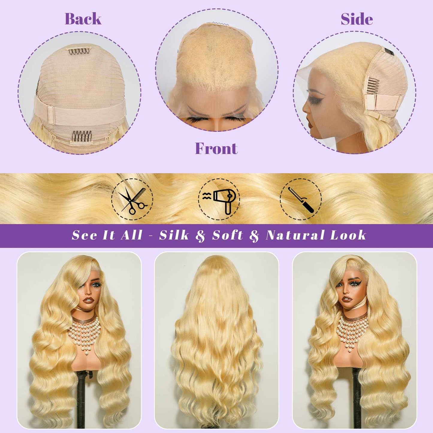 NBRUW 30 Inch 613 13x6 Lace Front Wig Human Hair 200 Density Body Wave Blonde Wig Human Hair 13x6 200 Density Blonde 613 HD Lace Front Wigs Human Hair Pre Plucked with Melted Hairline for Women