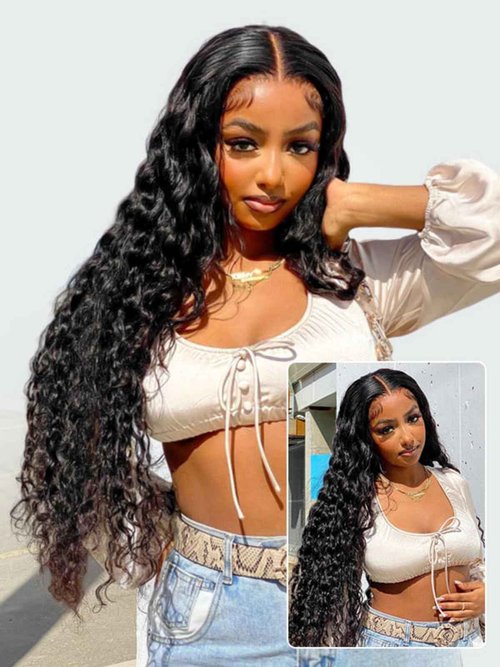Wiggins Wig Loose Deep Wave Lace Front Wigs Human Hair 4x7 Ready To Go Glueless Wigs Human Hair Pre Plucked Loose Deep Wave Human Hair Wig Pre Cut Lace Pre Bleached Glueless Wigs For Women 14 Inch