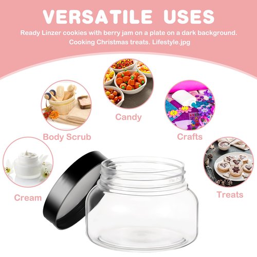 Bokon 96 Pieces 8 oz Plastic Jars with Lids Travel Clear Plastic Cosmetic Containers Refillable Round Lotion Container for Lotion Cream Ointments Makeup Eye Shadow Body Butter