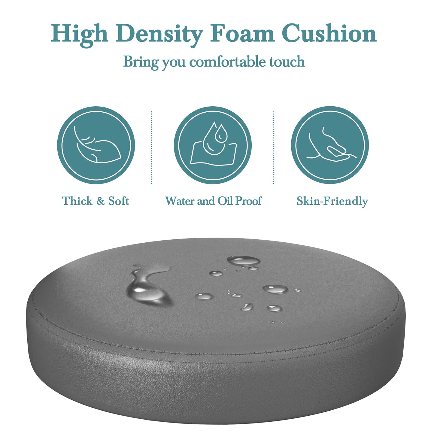 HOOMIC Rolling Stools with Wheels Salon Office Shop Bar Adjustable Spa Tattoo Massage Medical Swivel Drafting Stool with PU Leather Cushioned in Grey