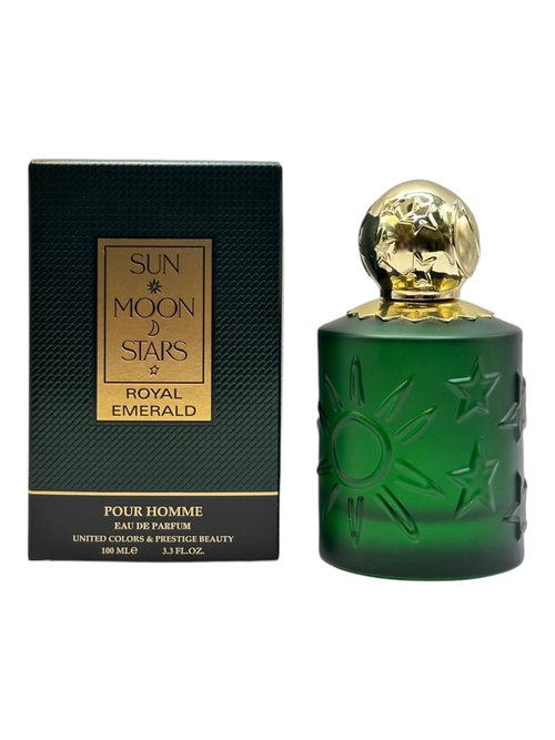 Sun Moon Stars Royal Emerald Pour Homme EDP, 3.4 fl. oz., Top Notes: Bergamot, Cardamom, Violet Leaf, Middle Notes: Violet, Lily of The Valley, Rose, Base Notes: Sandalwood, Musky, Amber