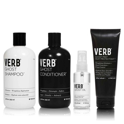 Verb Ghost Shampoo & Conditioner Duo, 12 fl oz + VERB Ghost Prep Heat Protectant, 4 fl oz + VERB Ghost Oil, 2oz Bundle