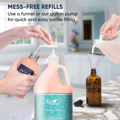 Terra Pure 1-Shoppe Eco Botanics Natural Conditioner with Raw Honey & White Tea | Gallon Jug Bulk Toiletries for Airbnb, Vacation Rentals, and Home Bathroom | Refill For Soap Dispensers | Set of 4