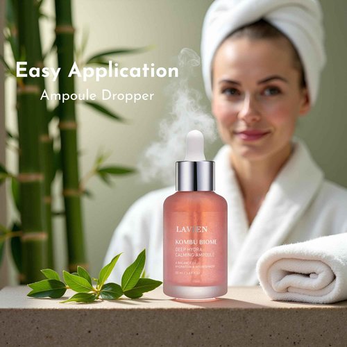Lavien Kombu Biome Deep Hydra Calming Ampoule - Facial Serum, Ultra Moisturizer, Hydration and Nourishment - Triple Hyaluronic Acid, Suitable for All Skin Types - 1.69 Fl Oz (50ml) Bottle