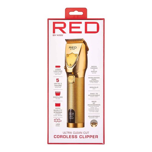 RED by Kiss Cordless Hair Clippers, Hair Trimmer for Professional Haircut, Grooming Kit for Men Ultra Clean-Cut Clipper